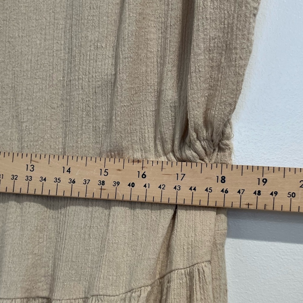 Free People Tan Cotton Linen Blend Sleeveless Hooded Tiered Maxi Dress Sz. M - Picture 9 of 10